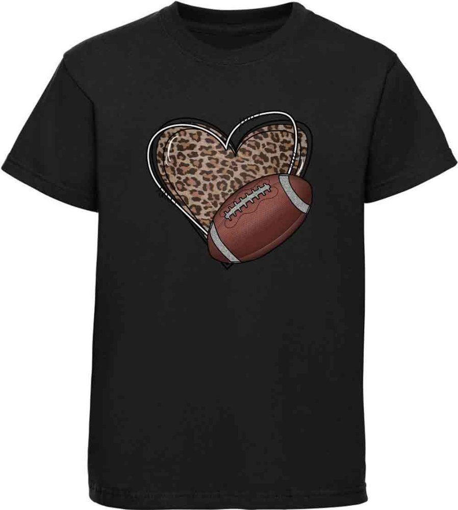 Kinder T-Shirt Herz in Leoparden Muster mit American Football